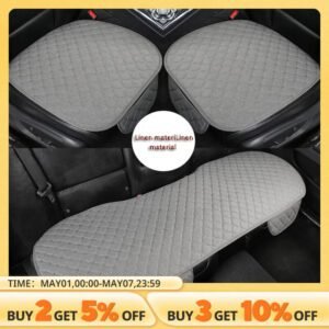 Linen Quilted Embroidered Car Cushion Without Backrest Four Seasons Universal Three-piece Set