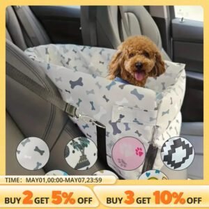Oxford Waterproof Fashion Print Dog Car Seat Central Control Armrest Pet Booster Seat Dog Safety Car Seat for Outdoor Travel