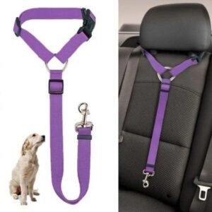Solid Color Pet Safety 2-in-1 Pet Car Seat Belt Nylon Lead Belt Rear Seat Belt Adjustable Dog Harness Collar Pet Accessories