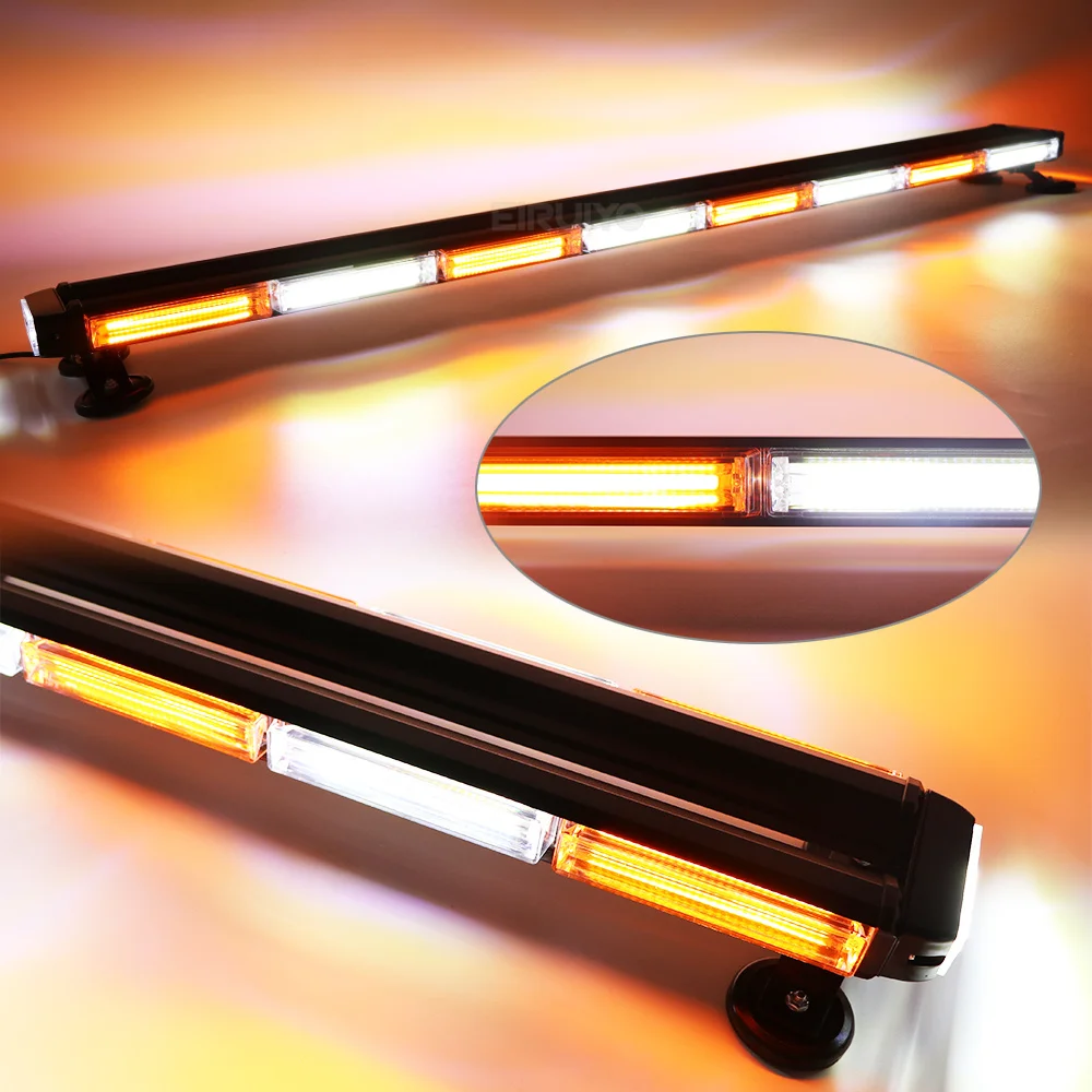 37" 43" 49" Car Truck Tow COB Led Flash Warning Light Bar Police Safety Strobe Emergency Lightbar Amber Yellow White 26 Modes - Image 2