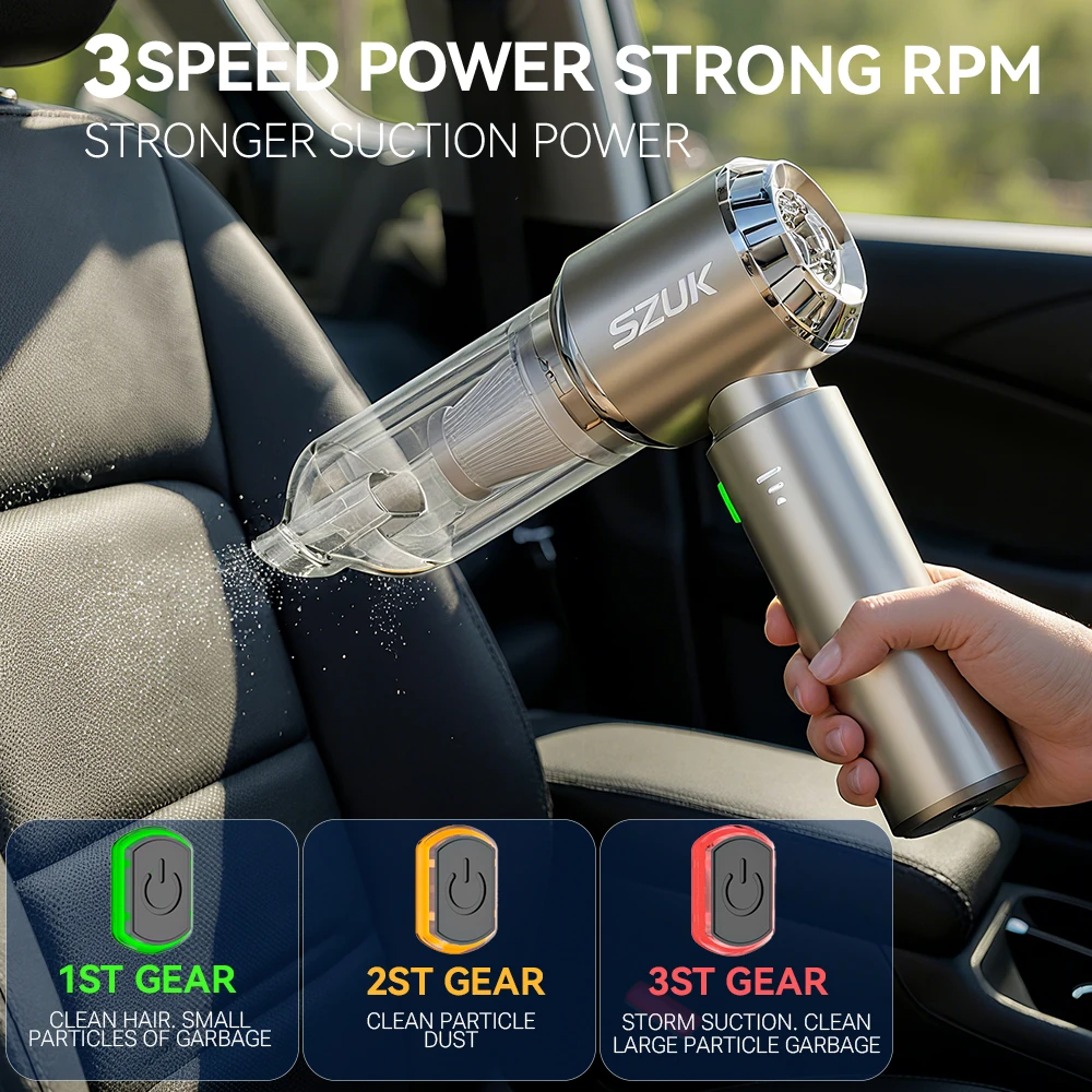 SZUK C012MAX 985000PA Car Vacuum Cleaner Portable Handheld Mini Vacuum Cleaner Cordless Powerful Car Cleaner Home Appliance - Image 2