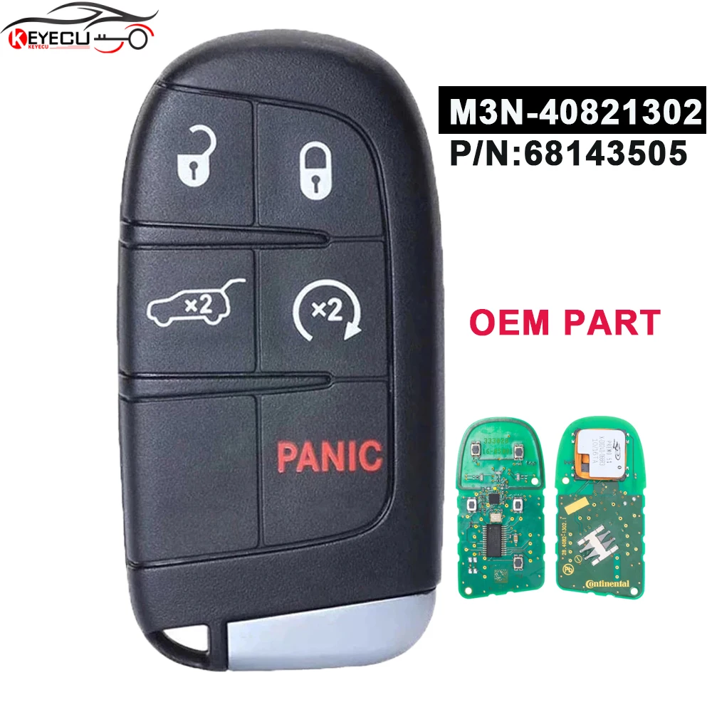 KEYECU OEM M3N-40821302 Remote Fob 5Button 433MHz 46 Smart Proximity Key Keyless for Jeep Grand Cherokee 2014-2020 P/N: 68143505 - Image 2