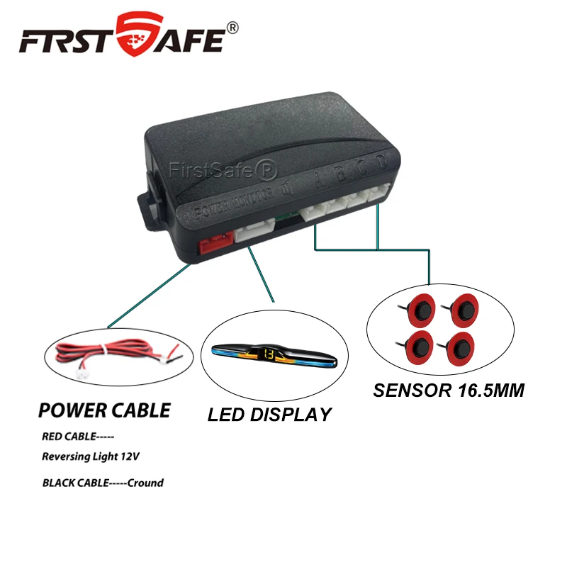 4x16.8mm Reverse Radar 4 Sensors Voice Broadcast LED Backlight Display Universal Car Parking Safety Auxiliary Install Kit - Image 5