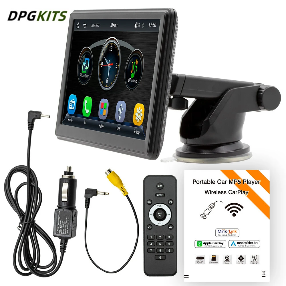 7" Portable Wireless Carplay WIFI Radio Car Multimedia Player 1080P IPS Monitor Touch Screen Mp5 Radios Bluetooth No 1-din B500W