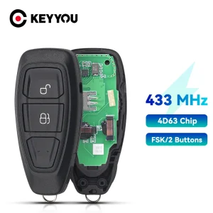 KEYYOU Smart Car Remote Key Fob 2 Buttons 4D63 DST+80 (40bit) Chip 433Mhz FSK For Ford Ecosport 2013 - 2016 Intelligent Keyless