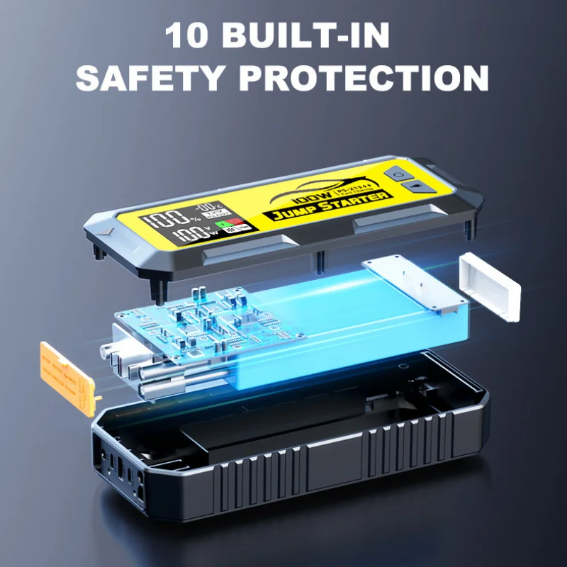 4 In 1 Portable Booster Car Battery 100W Car Jump Starter Device Power Bank Super Capacitor With Fast Charging DC Output - Image 2