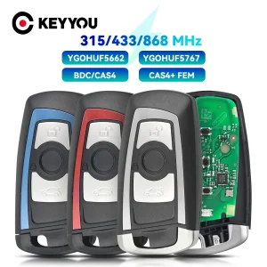 KEYYOU YGOHUF5662 / YGOHUF5767 315MHz 434MHz 868 MHz For BMW 5 7 F Series FEM / BDC CAS4 2009-2016 Remote Key Smart 3/4 Buttons