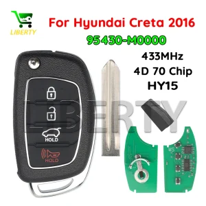 Flip Car Remote Control Key 95430-M0000 For Hyundai Creta 2016 433MHz 4D 70 Chip Auto Folding NOT Smart Fob 3 Buttons NO Keyless