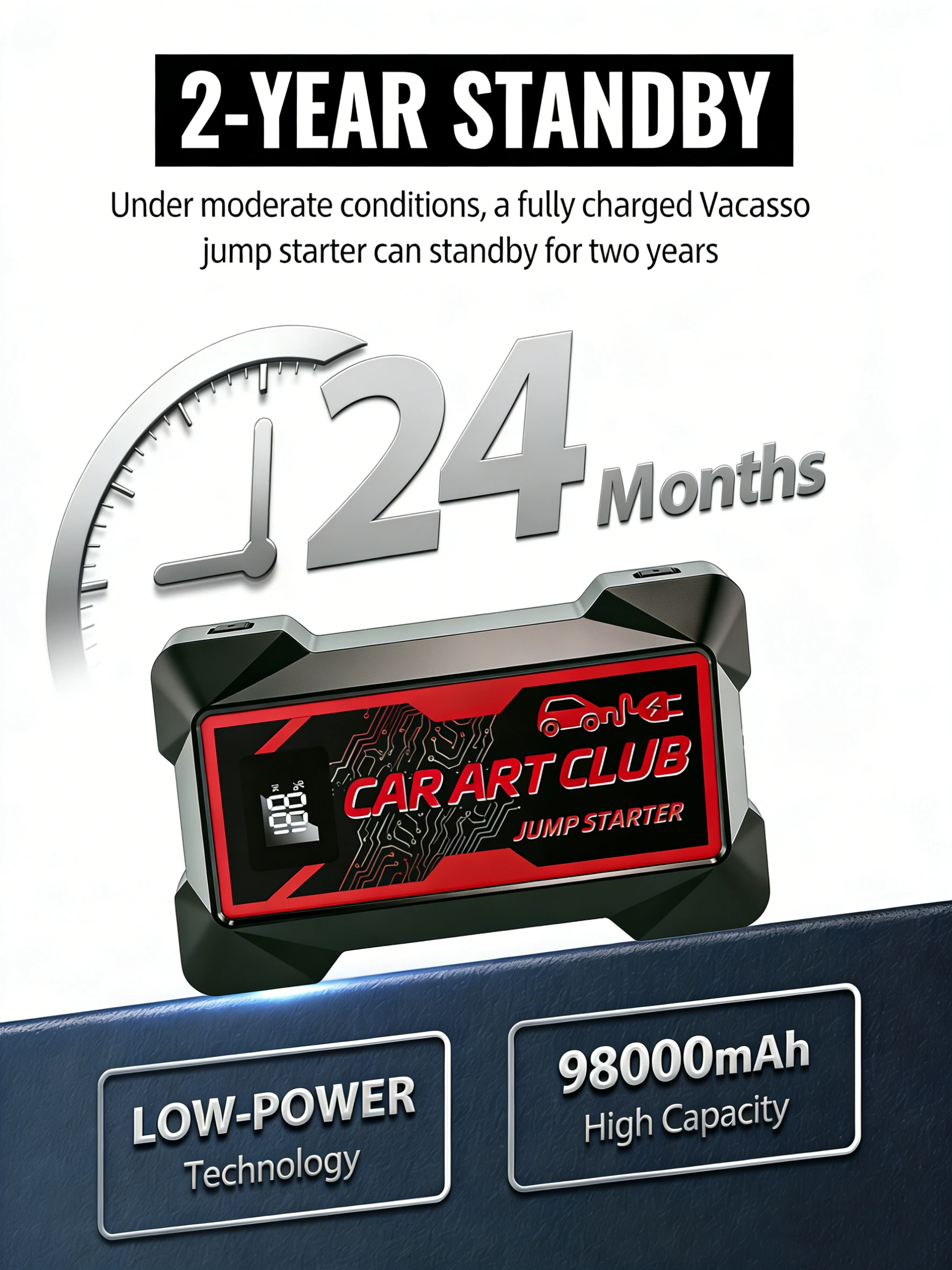 98000mAh Portable Car Jump Starter Power Bank – 12V Emergency Battery Booster for All Vehicles