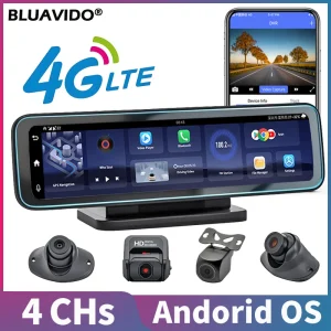 4 Cameras 4G Android 8.1 Dash Cam GPS Navigation All in HD 720P Car Video Recorder Dashboard DVR WiFi APP Live Remote Monitoring