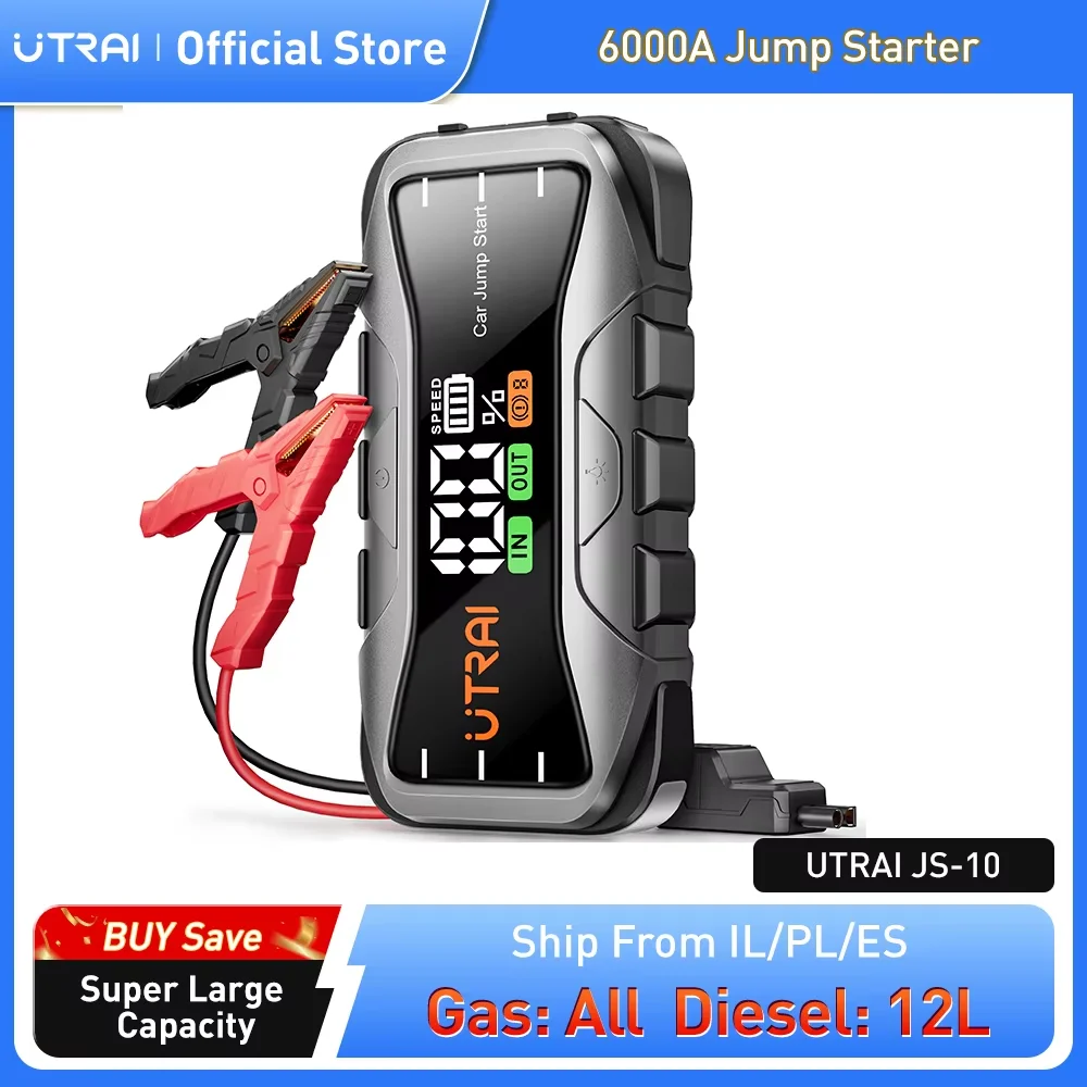 UTRAI 27000mAh Car Jump Starter Power Bank 6000A Car Booster Auto Emergency Starting Device Jump Start for Petrol Diesel