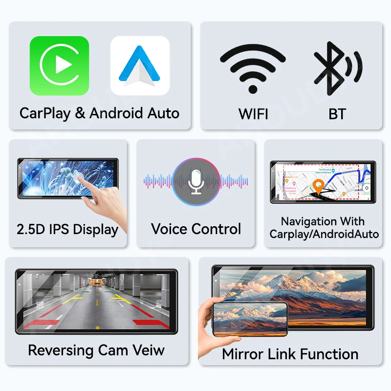 AHOUDY 9" Carplay Android Auto Car Radio Touch Screen Support Mirrorlink BT WIFI Voice Control - Image 2