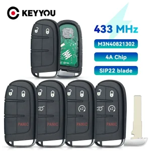 KEYYOU Smart Remote Car Key 433Mhz 4A Chip For Jeep Compass Keyless Entry SIP22 Blade FCCID M3N-40821302 2/3/4/5 Buttons
