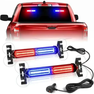 2-in-1 Emergency Strobe Traffic Advisor Light Bar: 40 LED Dash Safety Warning Flashing Light, Front/Rear Windshield Lamp