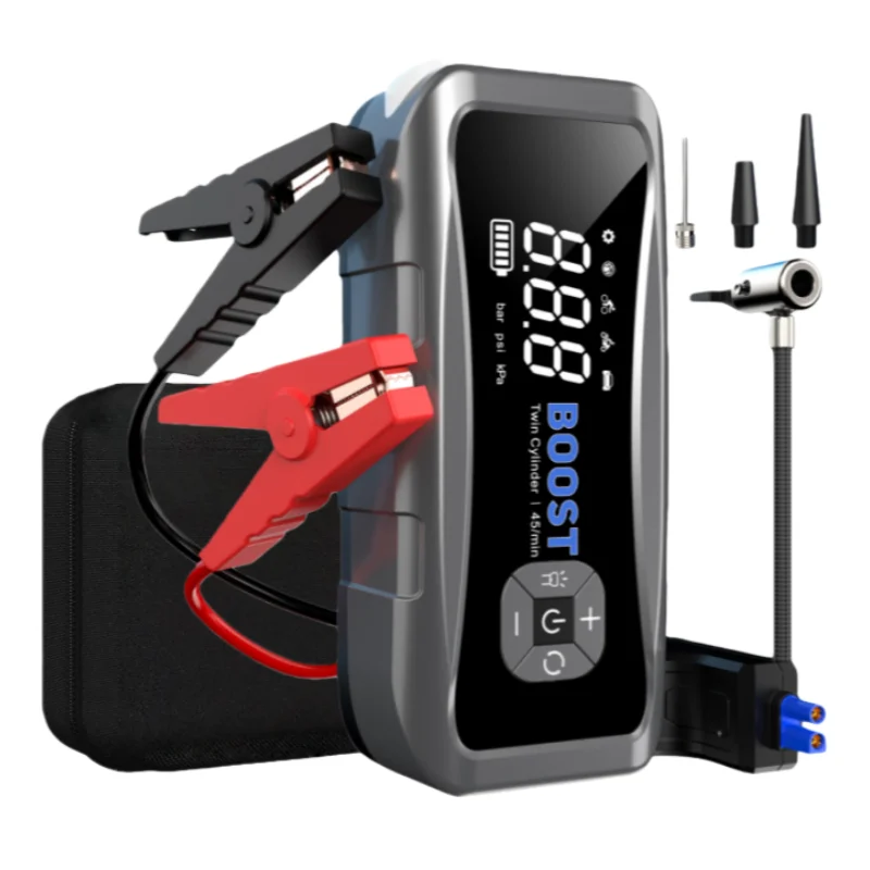 20000mAh Car Jump Starter Air Pump 12V Professional Auto Booster Gas&Diesel Battery Starter 4000A Portable Splitter Battery