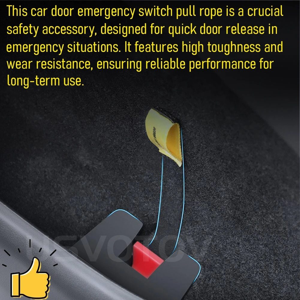 Car Door Emergency Release Pull Cord for Tesla Model 3 Y Juniper 2025 2026 Rear Door Emergency Switch Pull Rope Safety Accessory - Image 3