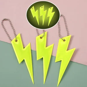 3PCs Reflective Keychain Lightning Shape Reflective Pendant Night Safety Bags Strip Ornaments Adults Children Decoration