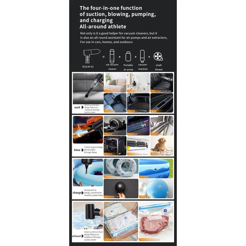 Car Vacuum Cleaner Portable Small Vacuum Cleaner For Multi Purpose Vehicles Small Household Pump Handheld Car Vacuum Cleaner - Image 6