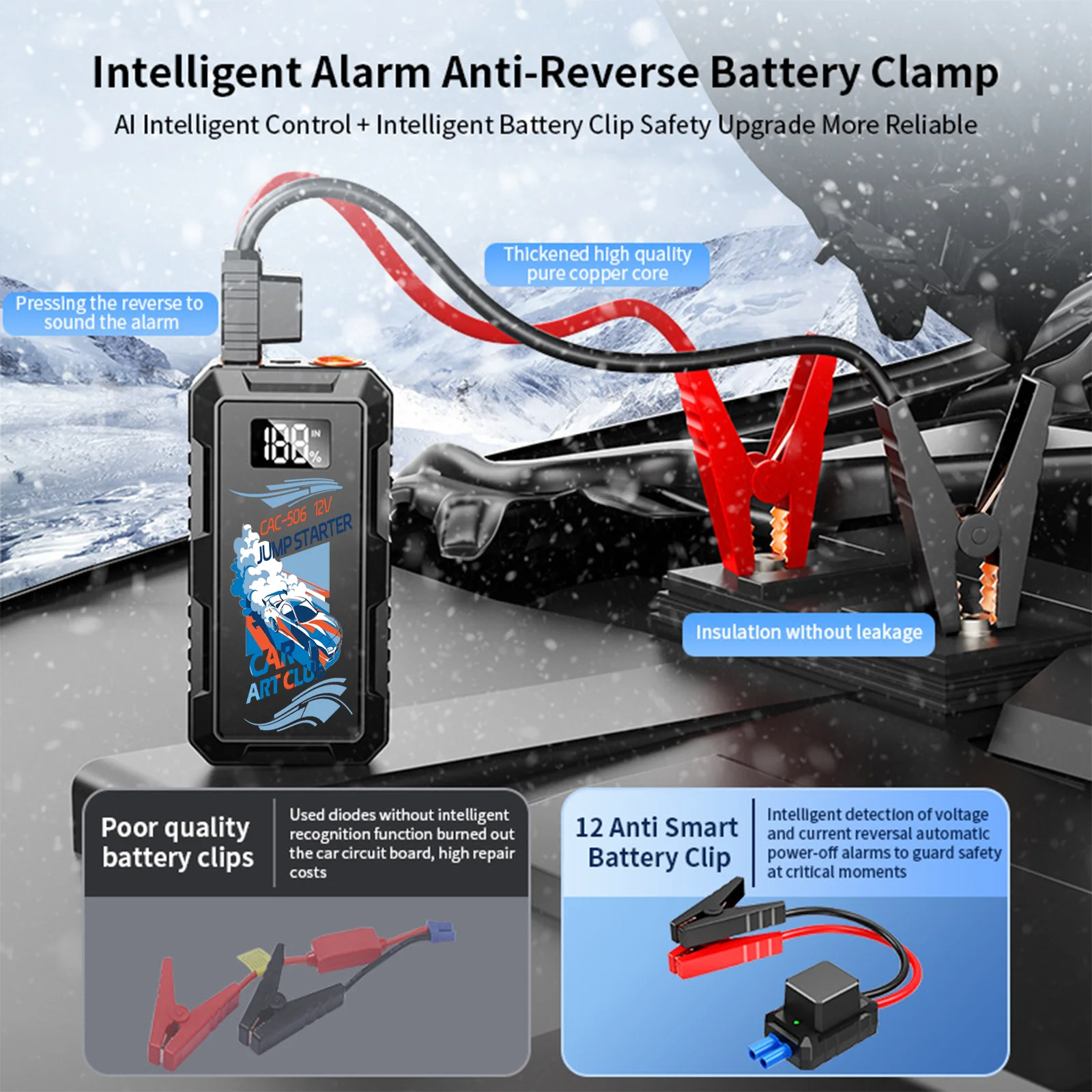 Car Art Club 12V Emergency Starter – 18800mAh Power Bank with 3 Lighting Modes - Image 3