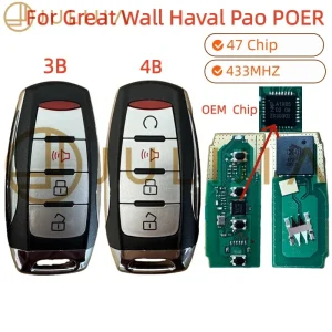 JULIJIA For Great Wall POER GWM Pao Poer Utility Haval UTE Cannon-X Pickup 47 Chip Keyless 4 Buttons 433Mhz Smart Remote Car Key