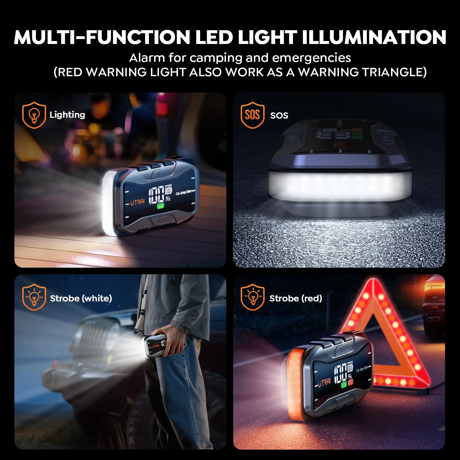 UTRAI 27000mAh Car Jump Starter Power Bank 6000A Car Booster Auto Emergency Starting Device Jump Start for Petrol Diesel - Image 4