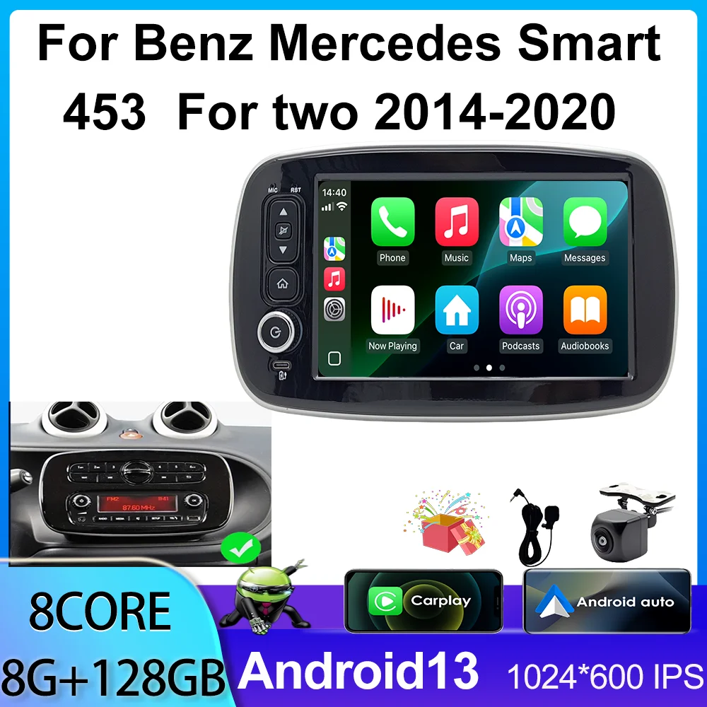 8inch Android Auto Carplay Radio Multimedia Navigation GPS Screen for Benz Smart 453 Fortwo 2014-2020 Car Autoradio