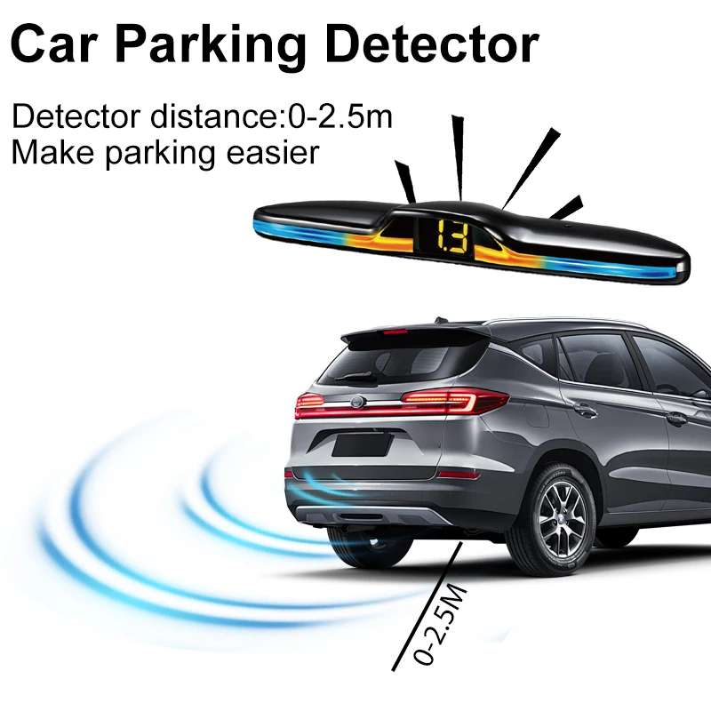 4x16.8mm Reverse Radar 4 Sensors Voice Broadcast LED Backlight Display Universal Car Parking Safety Auxiliary Install Kit - Image 2