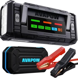 10000A Portable Car Jump Starter with 4" HD Display, PD 65W Fast Charging for All Gas & Diesel Engines
