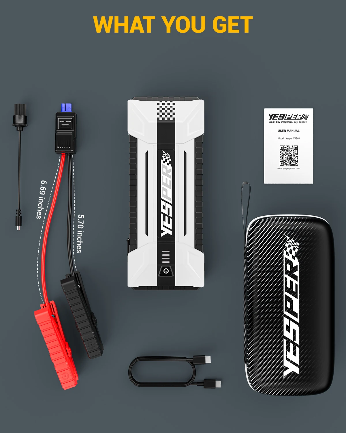 YESPER 4120A Car Jump Starter 26800mAh 12V Power Gas and 10.0L Diesel Power Bank and 3 Mode Light - Image 6