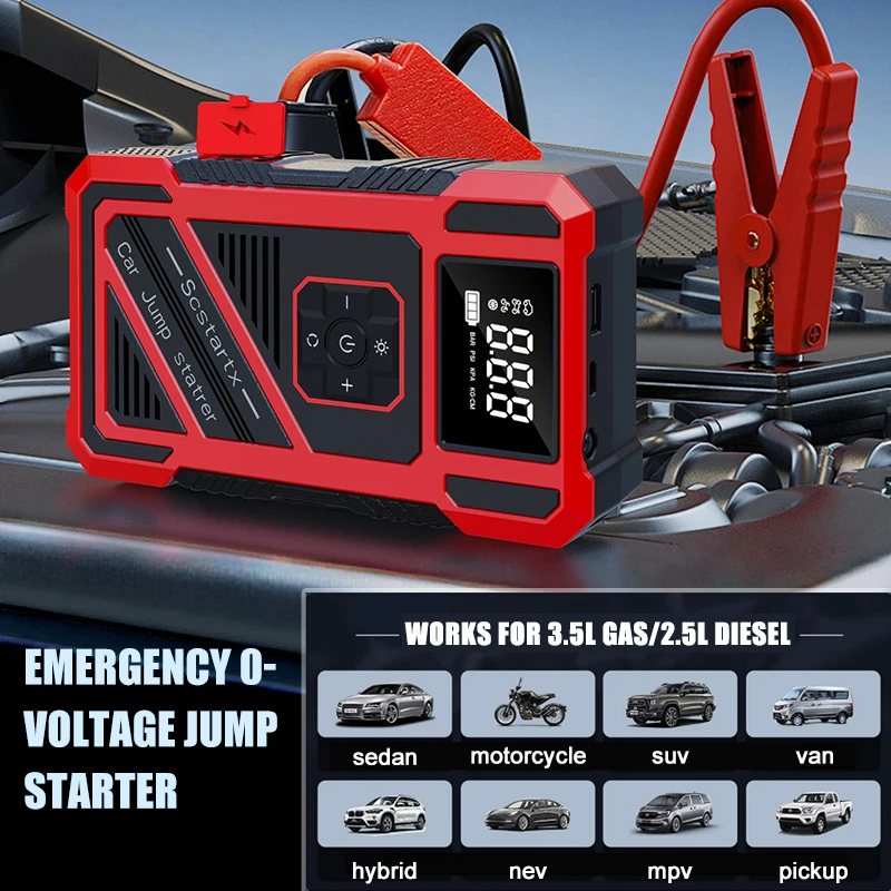 Portable 150PSI air pump, emergency car jump starter, power bank, LED lighting, air compressor,car starter suitable for all cars - Image 3