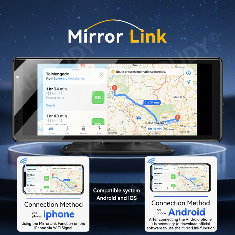 AHOUDY 9" Carplay Android Auto Car Radio Touch Screen Support Mirrorlink BT WIFI Voice Control - Image 3