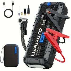 7000A Car Jump Starter With Air Compressor Booster Tyre Inflator Portable Car Battery Power Bank LED Flashlight Smart Cable