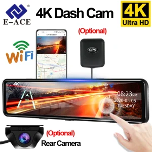 4K Rearview Mirror Driving Recorder HD Night Vision Loop Recording Dash Cam Optional Rear Camera Reversing Image Car DVR