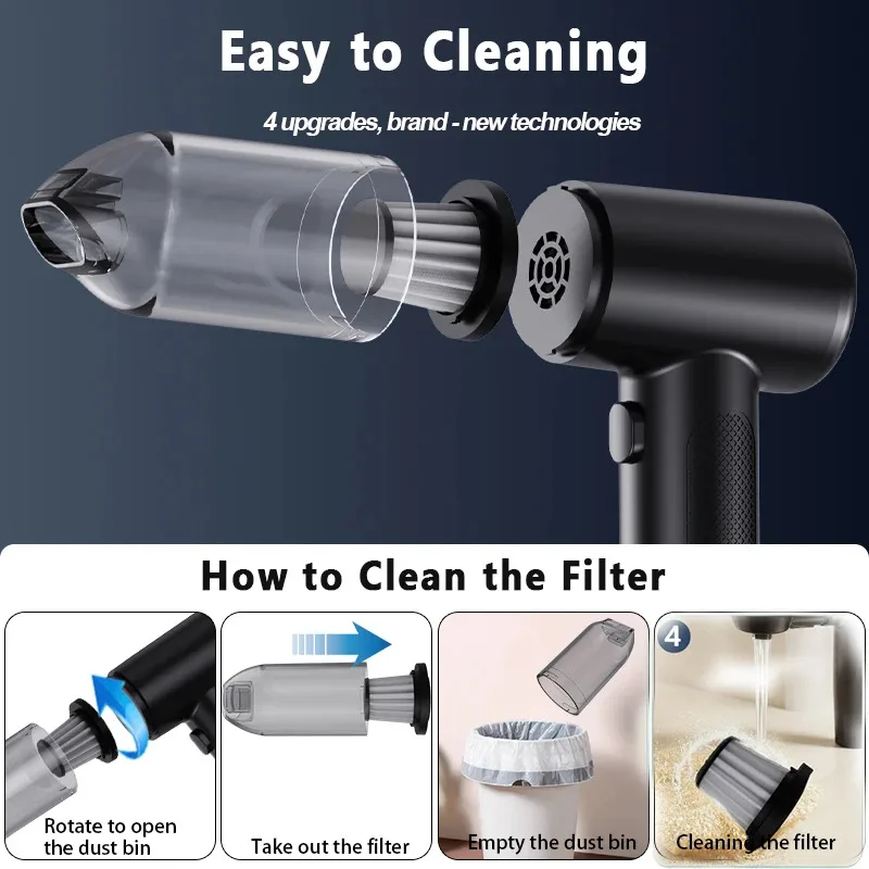 Car Vacuum Cleaner Portable Small Vacuum Cleaner For Multi Purpose Vehicles Small Household Pump Handheld Car Vacuum Cleaner - Image 4