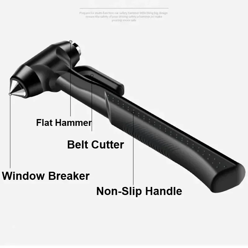 3 In 1 Emergency Safety Hammer Car Window Glass Breaker Seat Belt Cutter High Hardness Steel Rescue Tool Auto Accessories - Image 2