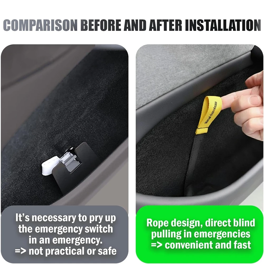 Car Door Emergency Release Pull Cord for Tesla Model 3 Y Juniper 2025 2026 Rear Door Emergency Switch Pull Rope Safety Accessory - Image 4