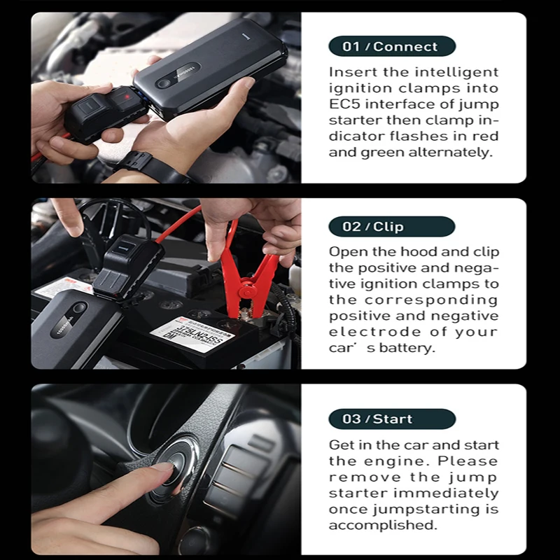 Baseus Car Battery Starter Battery Power Bank Portable Power Station 800A Car Charger Jump Start Auto Emergency Booster Device - Image 6