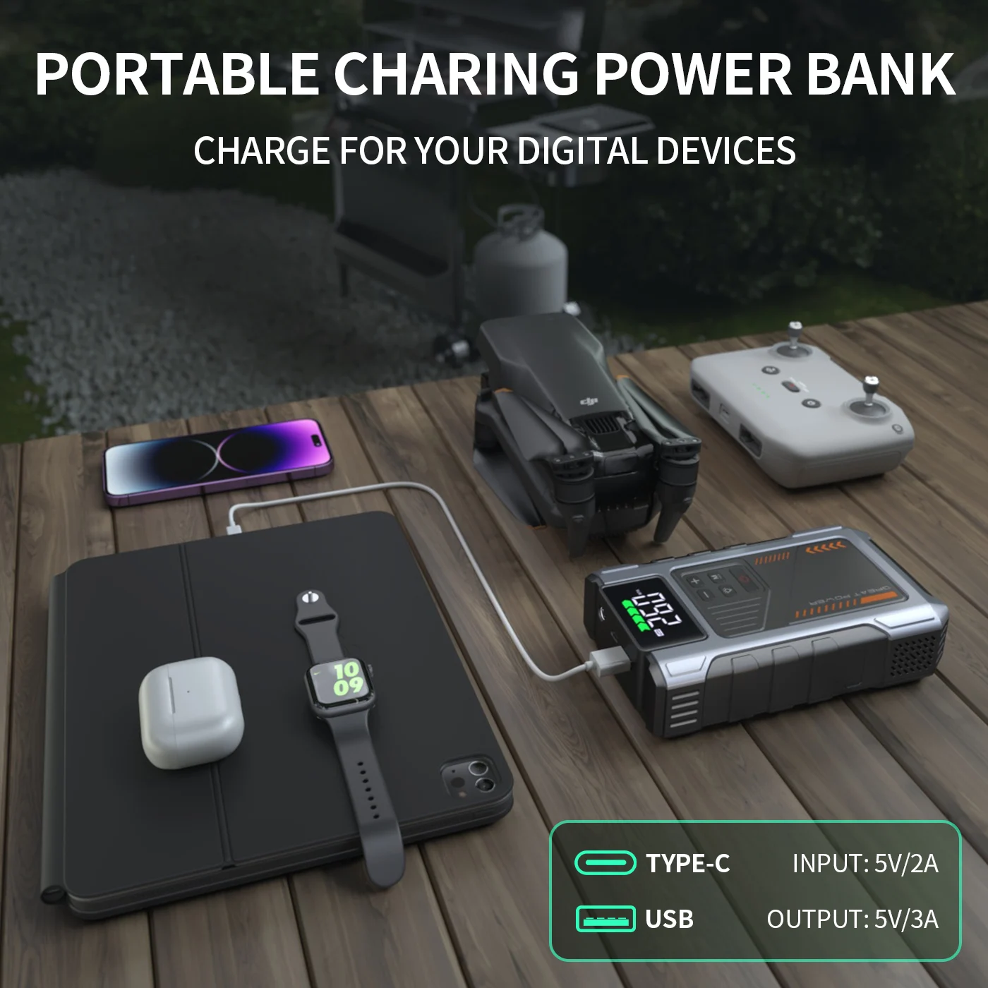 Portable Car Jump Starter With Air Compressor, 3000A Peak(7.5L Gas, 6.5L Diesel) , Jump Starter Battery PackWith150 PSl Tire Inf - Image 6