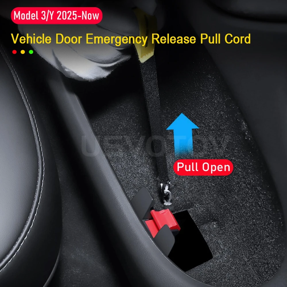 Car Door Emergency Release Pull Cord for Tesla Model 3 Y Juniper 2025 2026 Rear Door Emergency Switch Pull Rope Safety Accessory - Image 2