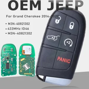 KEYECU OEM M3N-40821302 Remote Fob 5Button 433MHz 46 Smart Proximity Key Keyless for Jeep Grand Cherokee 2014-2020 P/N: 68143505