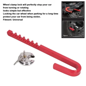 D0UC Easy Mounting Wheel Lock For Various Vehicle Sizes Offering Anti Rear End Safety And Weather Proof Carbon Steel Material