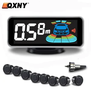 8 Parktronic Parking Sensors Kit Reversing Front and Rear Car Backup Radar Detector Backing Assistance Sound Aler AID