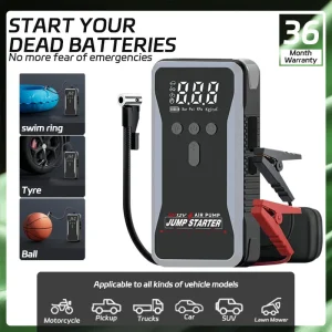New 30000mAh Car Jump Starter Power Bank Portable 150PSI Air Pump Car Battery Emergency Boosters 12V Starting Device Car Starter
