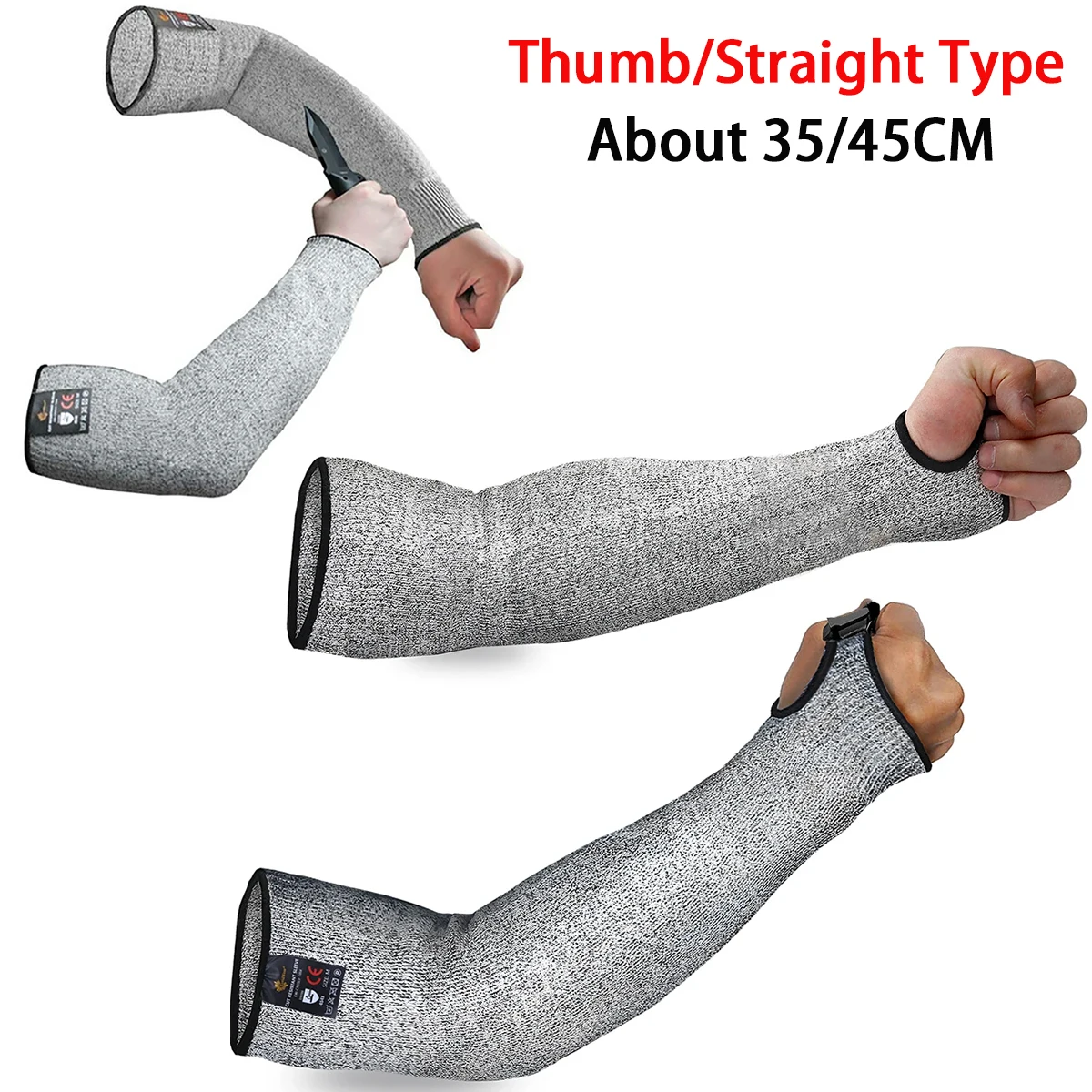 1/2 Pair Level 5 HPPE Safety Arm Sleeve Cover Cut Resistant Anti-Puncture Work Protection Arm Elbow Wrist Guard Gloves 35/45CM