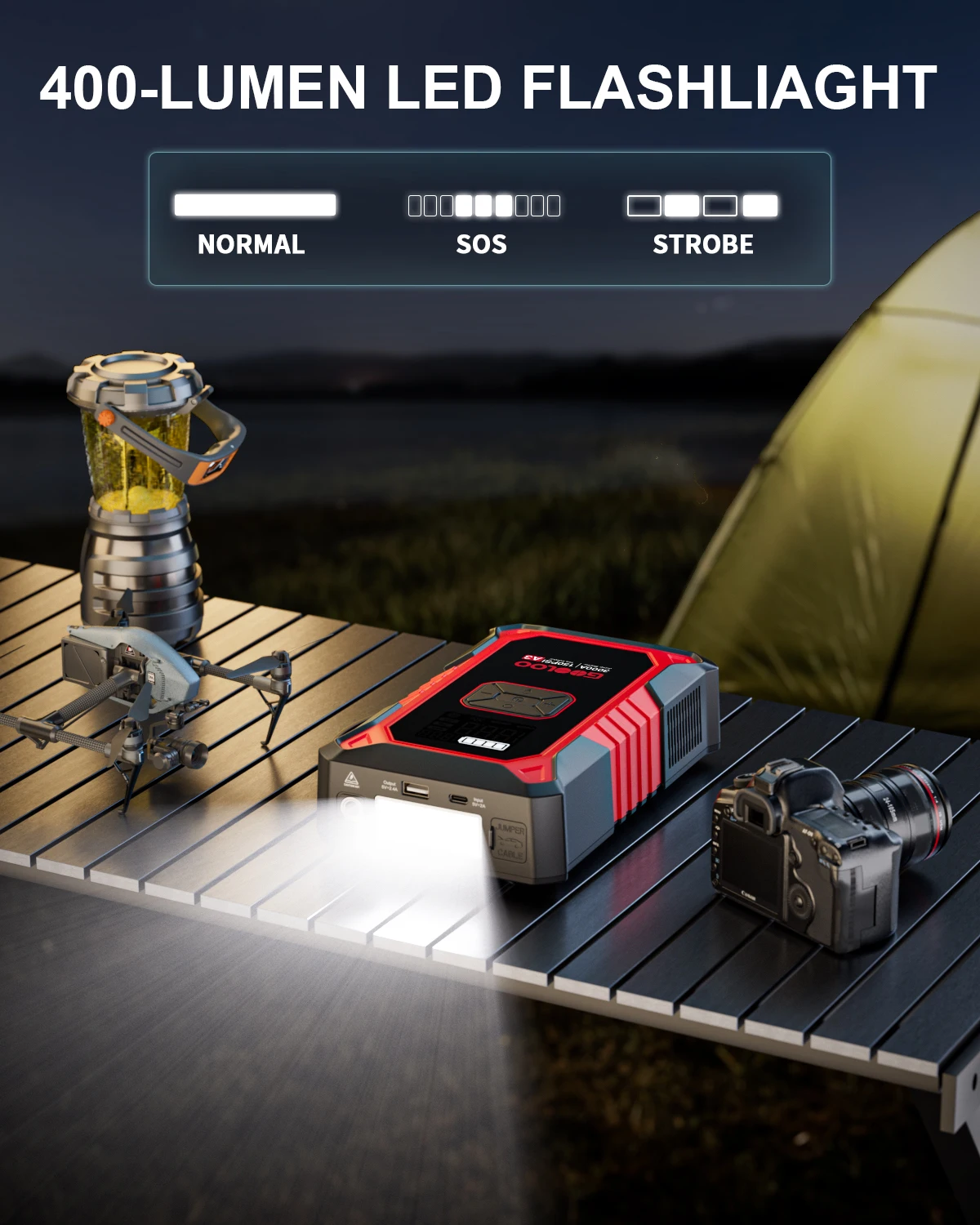 GOOLOO A3 Jump Starter with Air Compressor, 3000A Portable Car Battery Booster (9.0 Gas/6.5L Diesel) with 150PSI Auto-Shutoff Ti - Image 5