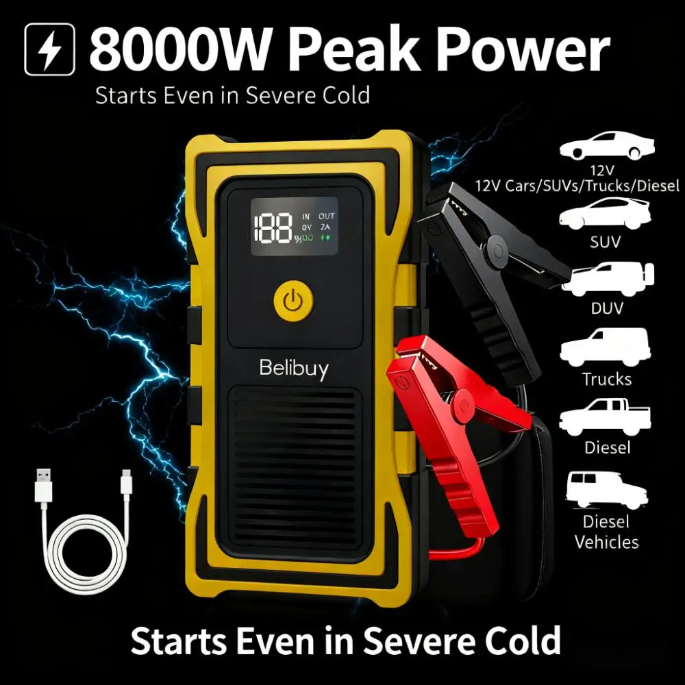 12VCar Battery Starter,5000mAh Portable Emergency Jump Starter,Auto Engine Booster,Vehicle Electronic Accessory,Emergency Tool - Image 2