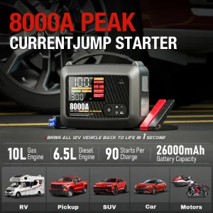 8000A Professional Heavy Duty Car Jump Starter With Air Pump Powerful Car 12V Car Battery Starter Booster Starting Device