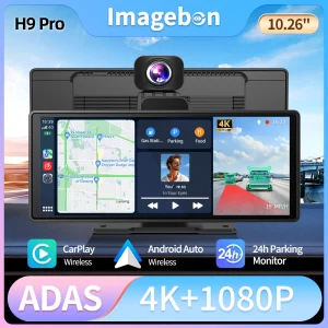 Imagebon H9Pro 10.26" Dash Cam ADAS Wireless CarPlay & Android Auto 4K DVR GPS Navigation Dashboard Video Recorder 24H Park