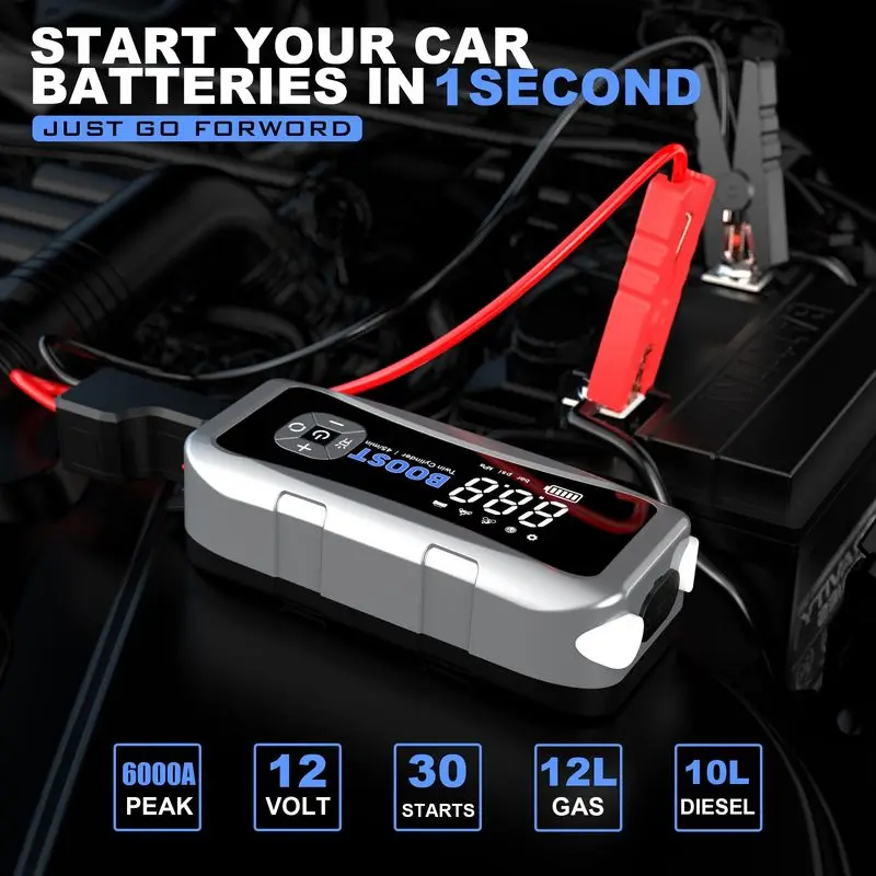 20000mAh Car Jump Starter Air Pump 12V Professional Auto Booster Gas&Diesel Battery Starter 4000A Portable Splitter Battery - Image 2