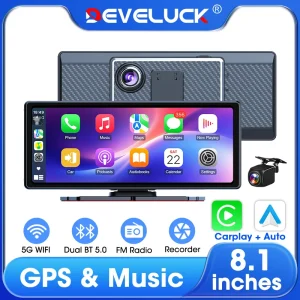 8.1 inch Wireless Carplay&Android Auto 2.5K Car DVR Multimedia 5G WIFI Dashcam Rearview Camera GPS Navigation Dashboard FM AUX